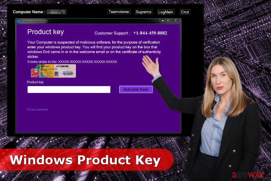 The image of Windows Product Key virus