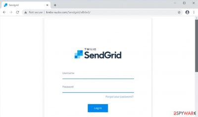 Fake SendGrid phishing email link