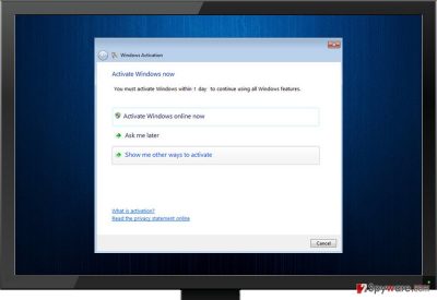 Fake Windows Activation virus screenshot