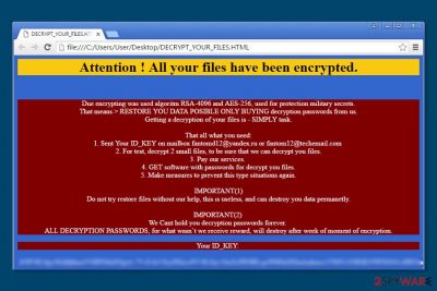 Ransom note by Fantom ransomware