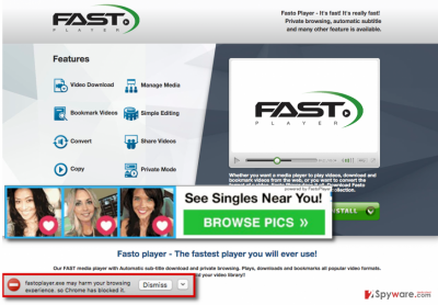 FastoPlayer adware showing random FastoPlayer ads