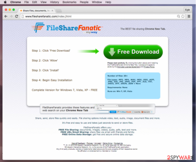 FileShareFanatic Toolbar redirect virus website