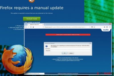 “Firefox requires a manual update” scam picture