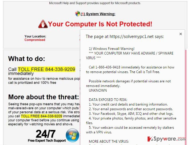 The picture of the fake "Firewall warning"