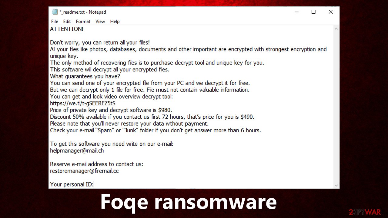 Remove Foqe ransomware (virus) - Quick Decryption Solution