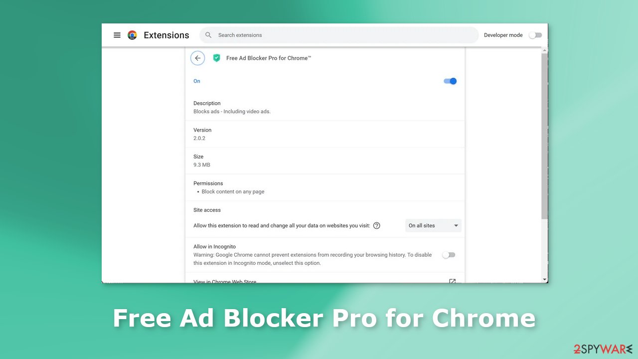 Remove Free Ad Blocker Pro for Chrome browser extension (spam) Free Guide