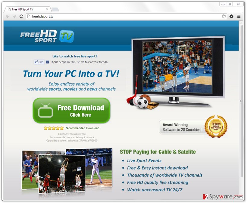 FreeHD-Sport TV V9.0 adware snapshot FreeHD-Sport TV V9.0 adware snapshot