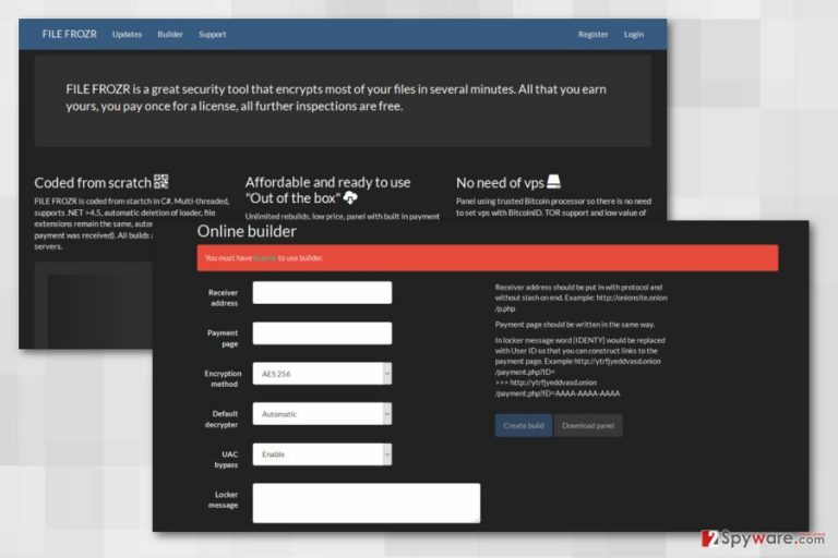 The image of FrozrLock ransomware virus