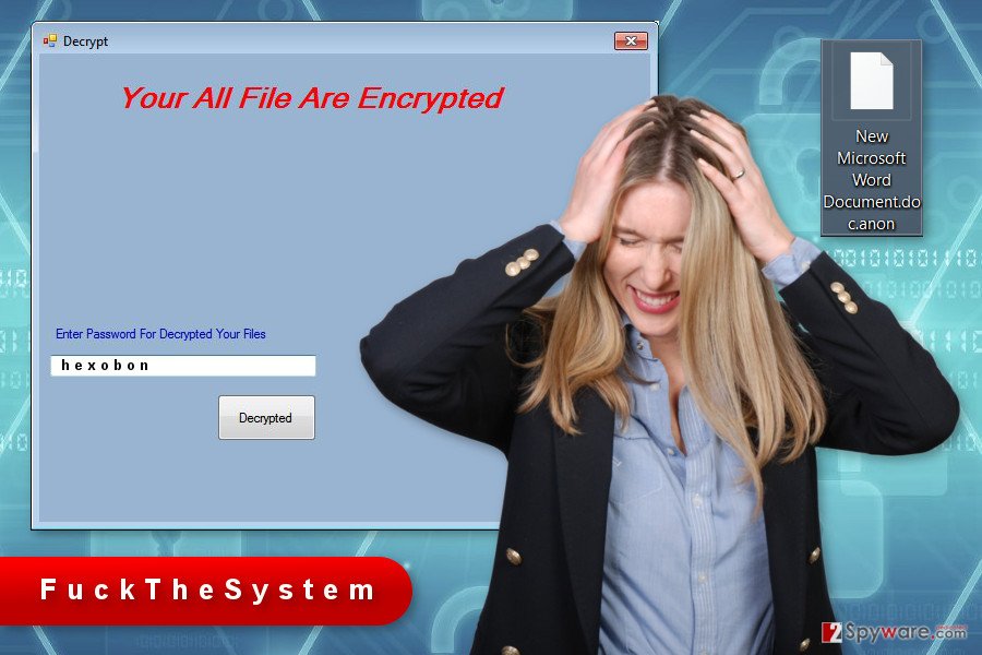 The image of FuckTheSystem ransomware virus