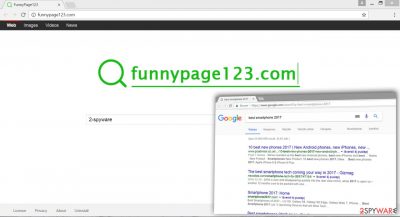 The Screenshot of Funnypage123.com virus