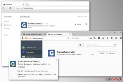 GamerSuperstar adware installed on browsers