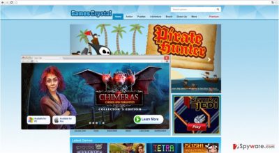 The picture displaying GamesCrystal ads