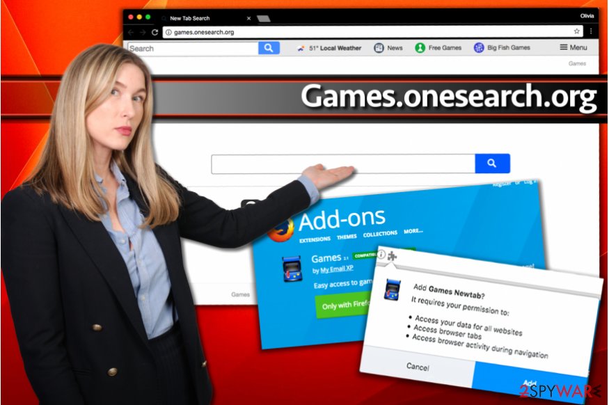 Installation of Games.onesearch.org redirect virus