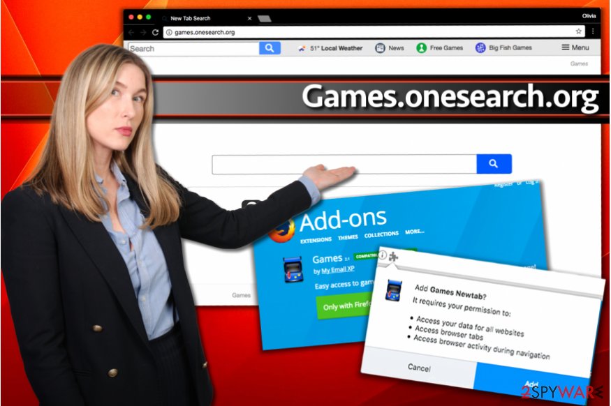 Installation of Games.onesearch.org redirect virus