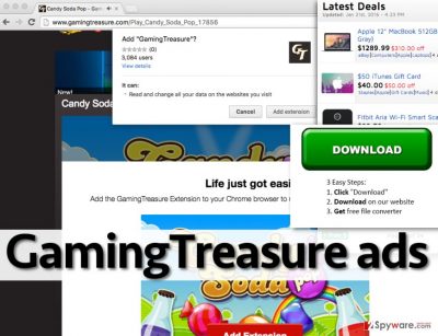 Examples of ads by GamingTreasure adware
