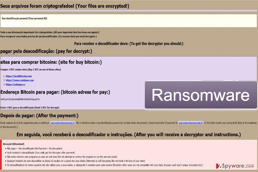 Screenshot of Garryweber@protonmail.ch ransomware virus Screenshot of Garryweber@protonmail.ch ransomware virus
