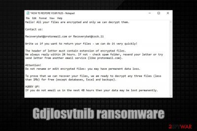 Gdjlosvtnib ransomware