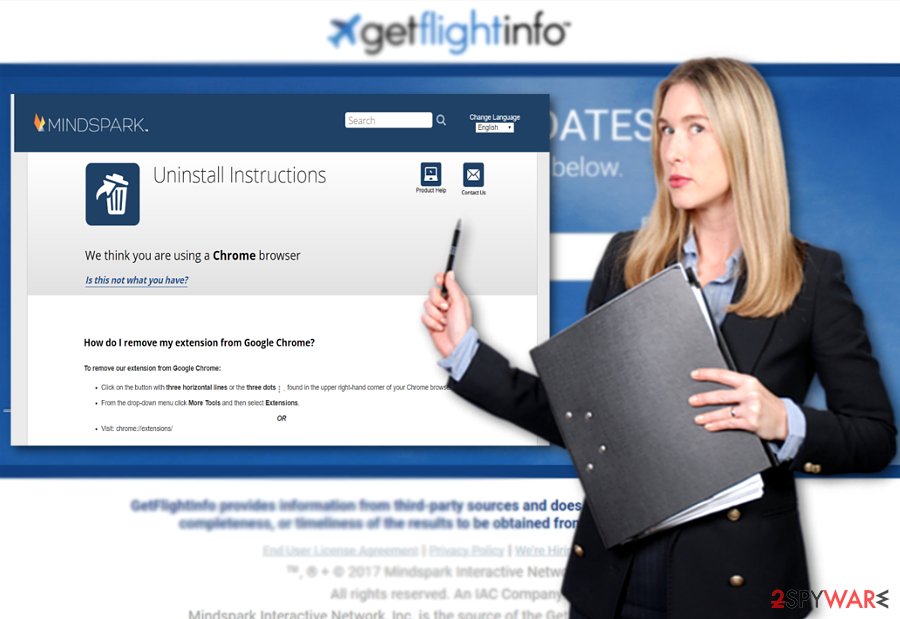 The image displaying GetFlightTicket1 main page and uninstall instructions