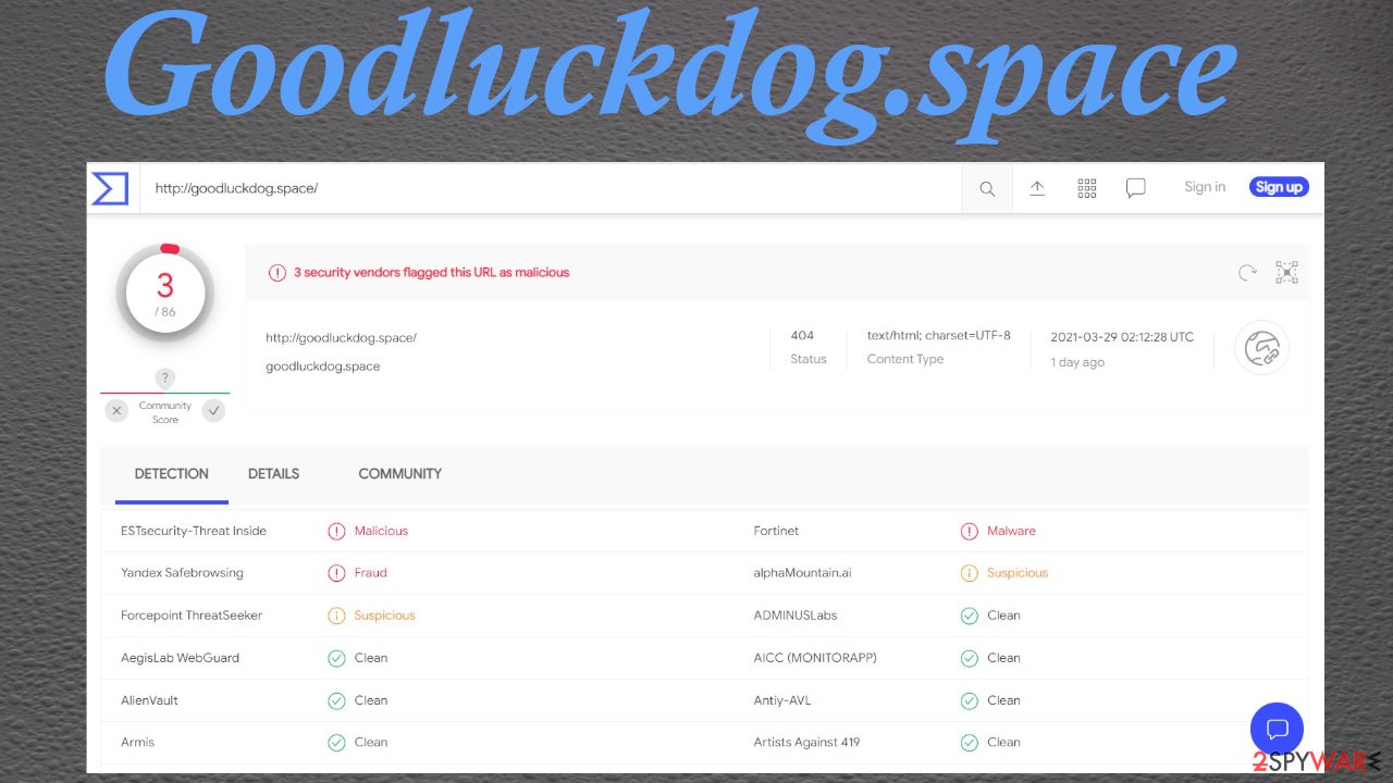 Goodluckdog.space virus