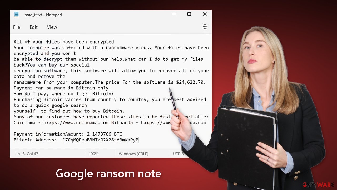 Google ransom note