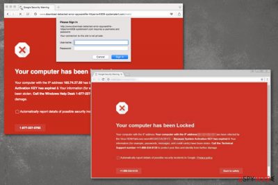 "Google Security Warning" tech support scam 