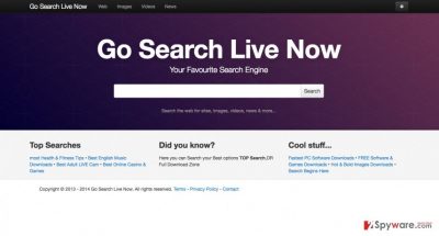 An illustration of the Gosearchlivenow.com hijacker website