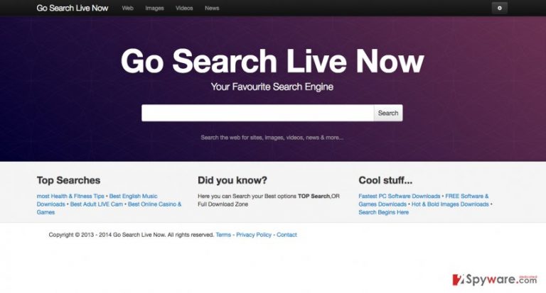 An illustration of the Gosearchlivenow.com hijacker website