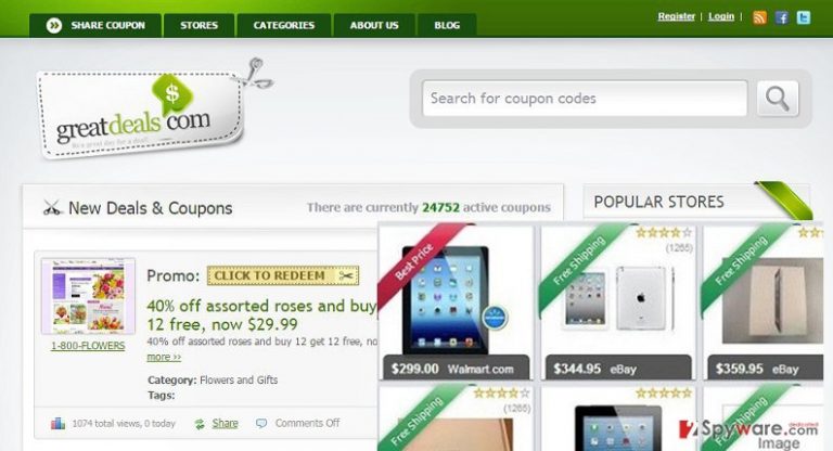 Great Deals ads on its official site