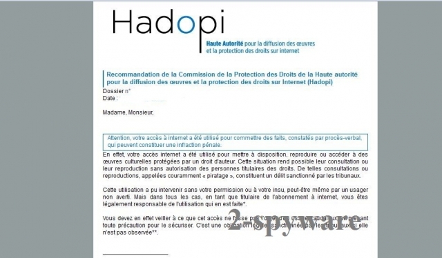 Hadopi virus snapshot Hadopi virus snapshot