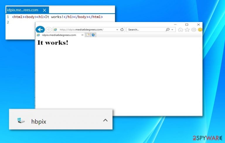 The screenshot of HBPix file and /idpix.media6degrees.com website