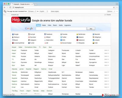 Hepsayfa.com redirect virus in web browser