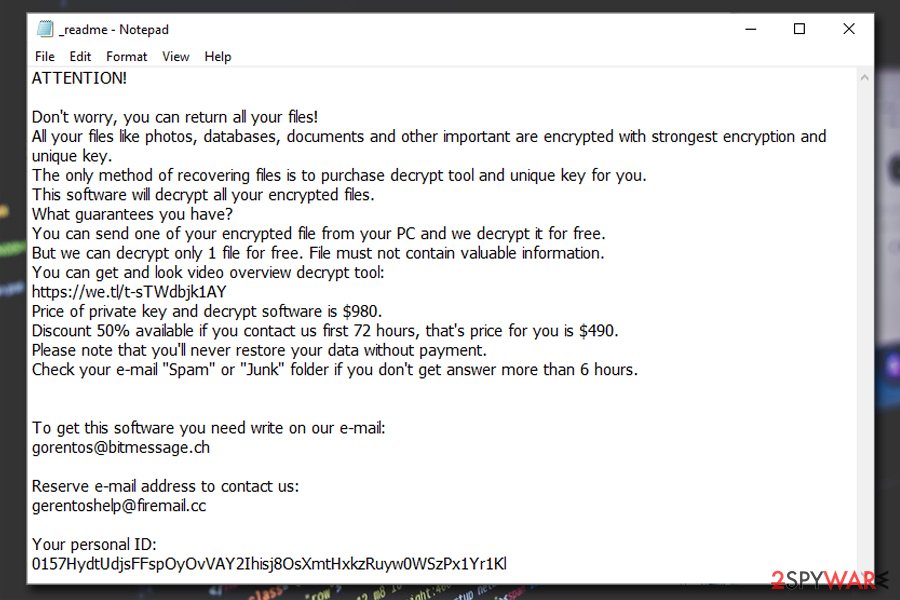 Hese ransomware ransom note