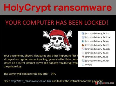 An illustration of the HolyCrypt ransomware virus