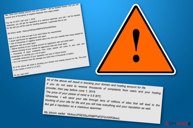 Hosting and domain will be blocked virus