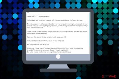 I infected you with my private malware (RAT) (email scam)