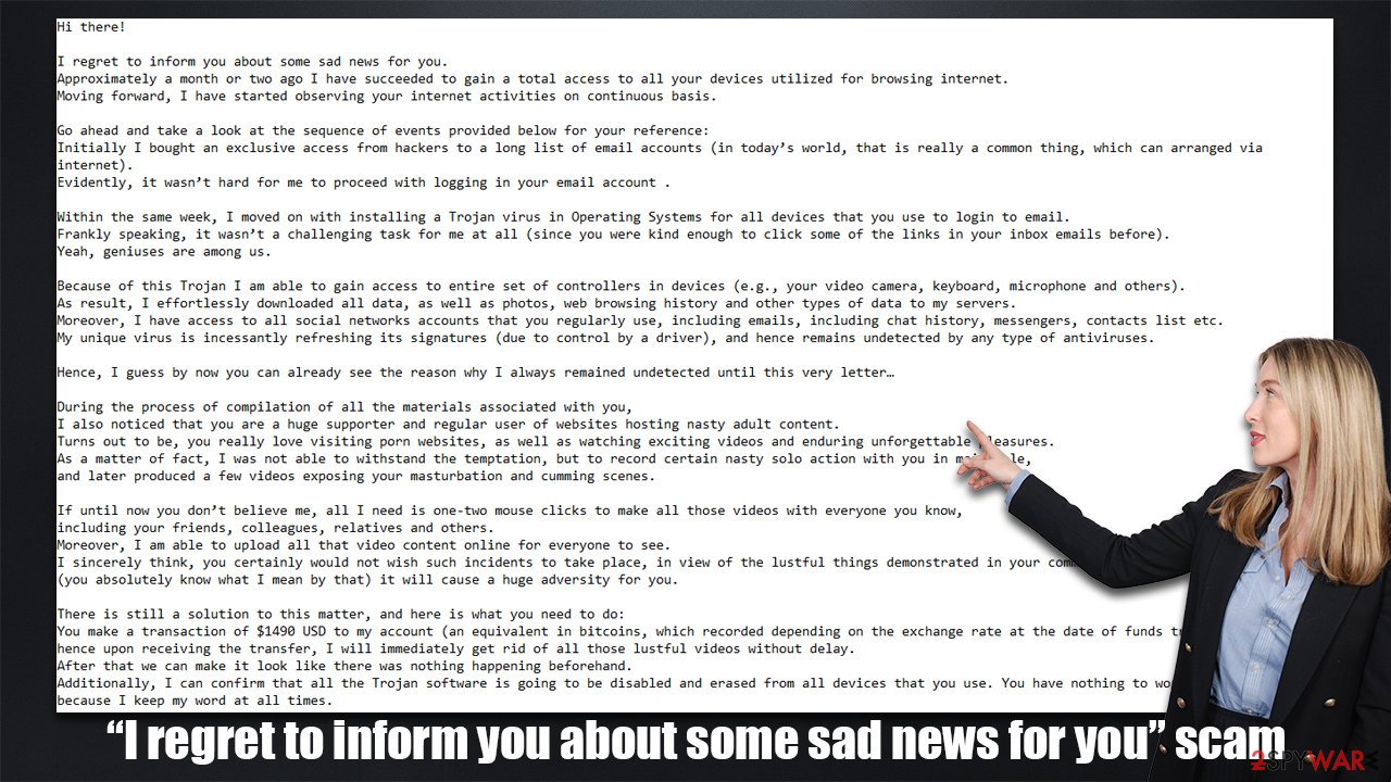 "I regret to inform you about some sad news for you" scam