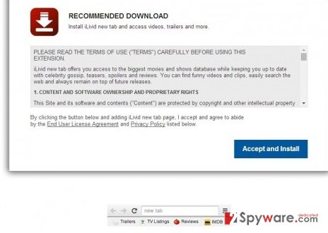 iLivid New Tab hijacker snapshot iLivid New Tab hijacker snapshot