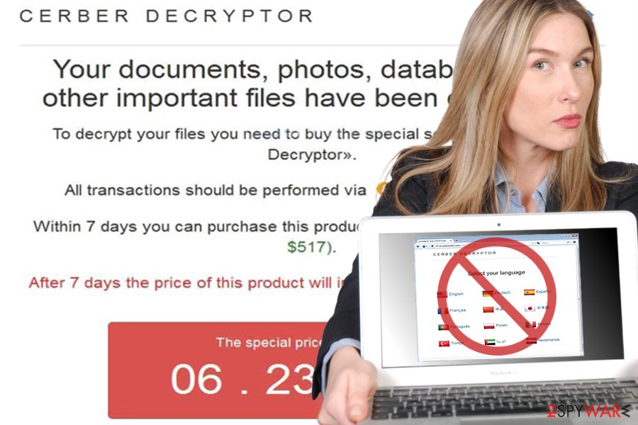 Image of Cerber Decryptor site