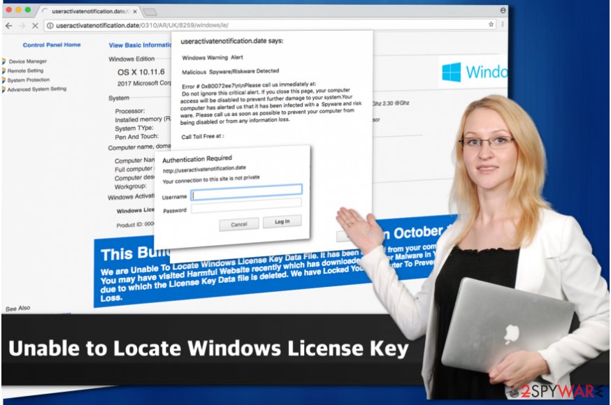 "Unable to Locate Windows License Key" scam