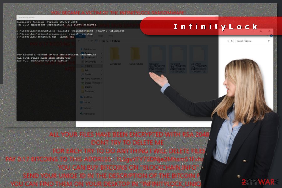 The example of InfinityLock ransomware virus attack