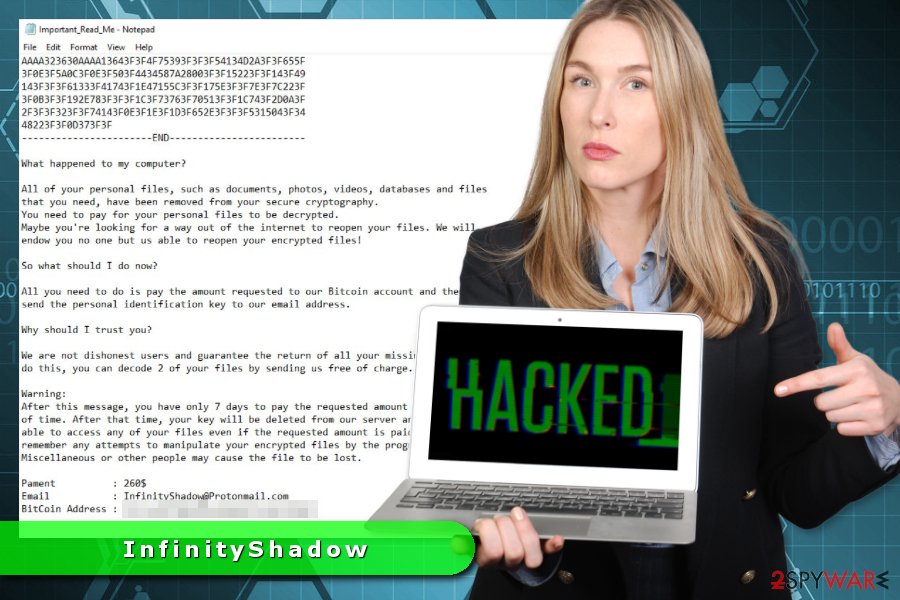 InfinityShadow ransomware virus illustration