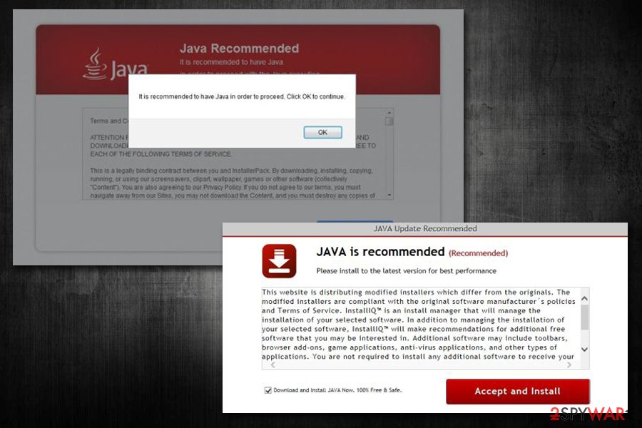 "Install Java Update" different versions