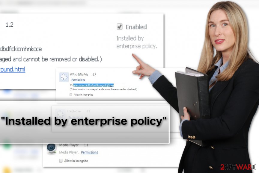 "Installed by enterprise policy" virus image