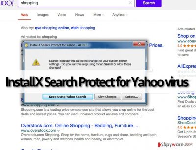 Screenshot of InstallX Search Protect for Yahoo alert