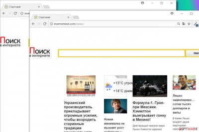 Inversenews.com hijacks web browsers to change their settings