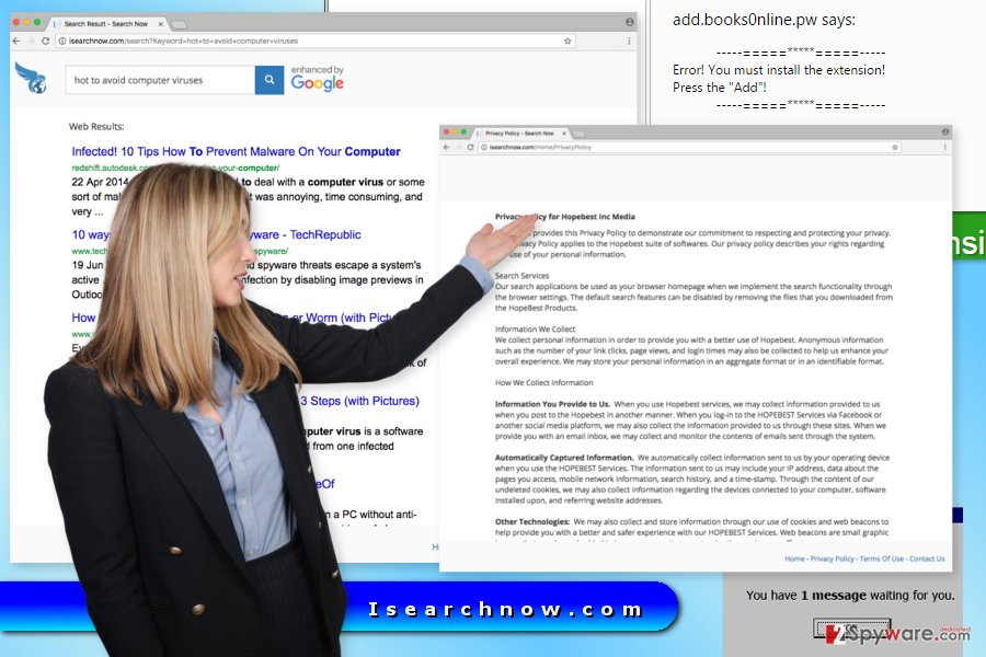 The picture of Isearchnow.com virus