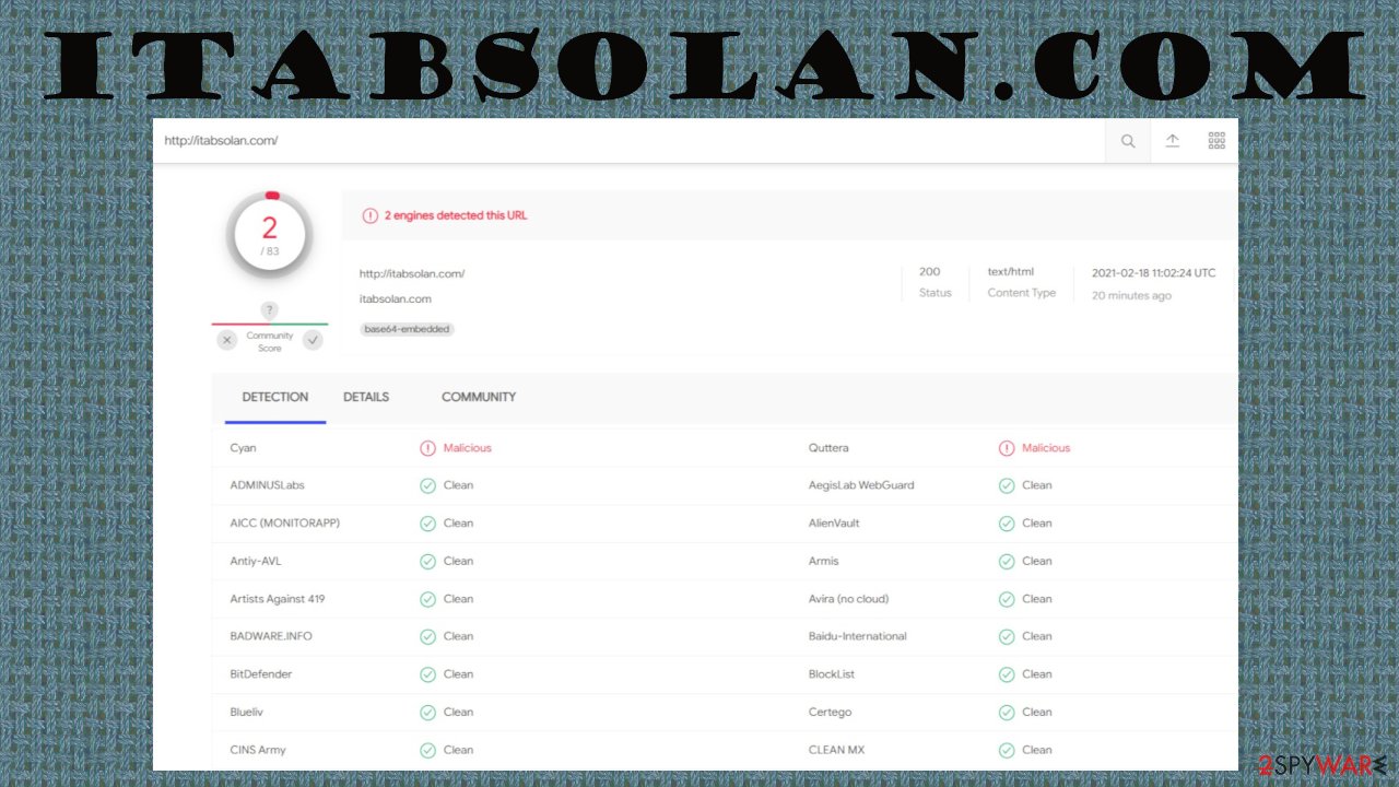 Itabsolan.com push notification virus