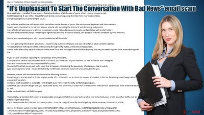 "It's Unpleasant To Start The Conversation With Bad News" email scam