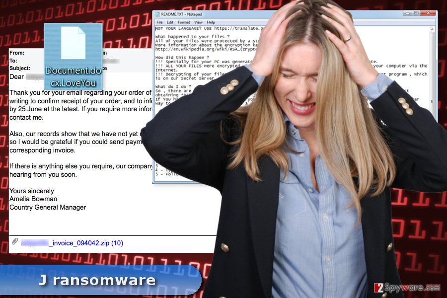 The image of J ransomware virus