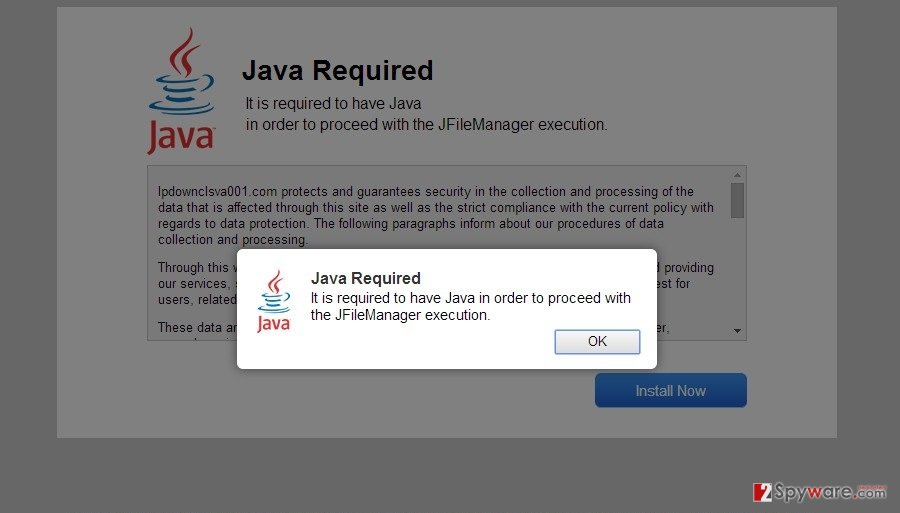 “Java Required” virus snapshot “Java Required” virus snapshot
